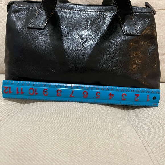 FOSSIL  Black Leather Satchel Handbag Purse - Picture 6 of 9